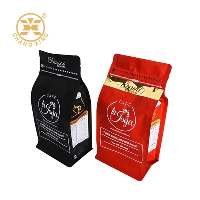 16oz High glossy box bottom roasted coffee beans bag with zipper and valve