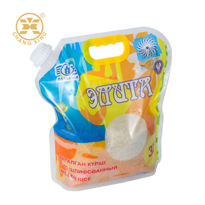 Custom Rice Packaging Spout Pouch Resealable Plastic Pouch Printed Rice Bag with Handle Rice Bags