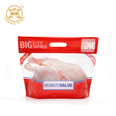 गुणवत्ता  VMPET EXPE Stand Up Pouch With Handle Roast Chicken Plastic Packaging For Frozen Food कारखाना