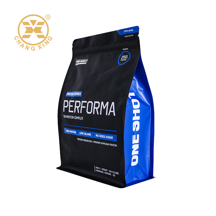 Customized Flat Bottom Bags Plastic Whey Protein Powder Health Food Packaging Bag With Zipper