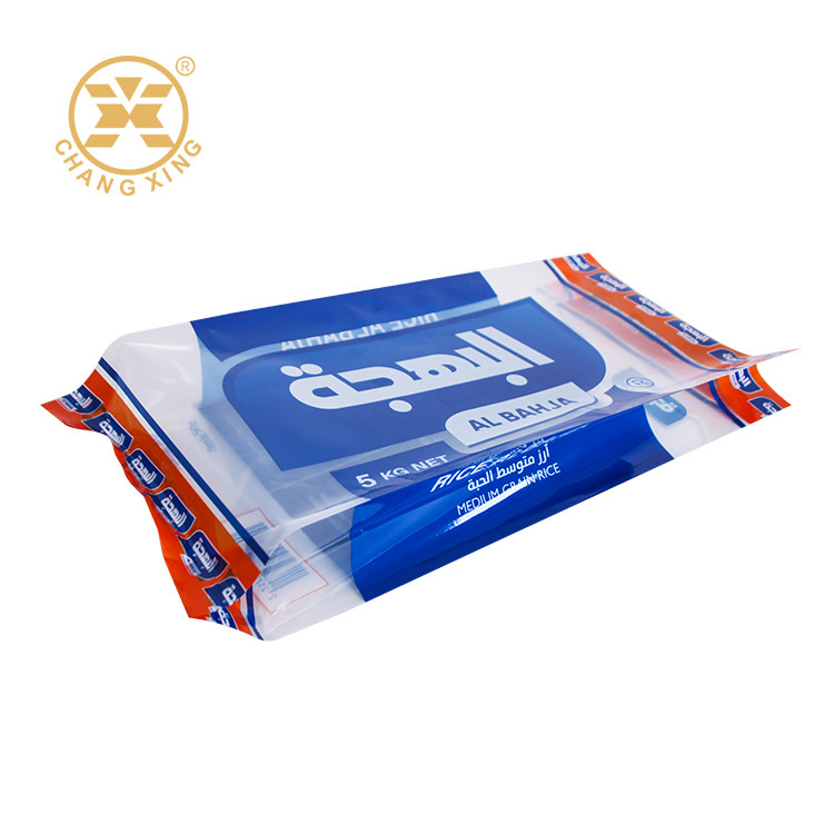 1kg 2kg 5kg 10kg Rice Plastic Packaging Bag Flat Bottom Stand Up Rice Bag For Food Packaging Customized Printing