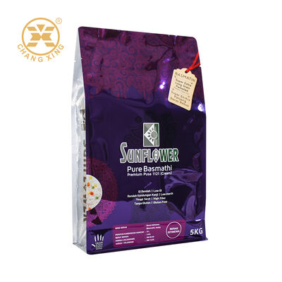 कस्टम प्लास्टिक बासमती चावल पैकेजिंग बैग फिर से बंद करने योग्य ज़िप लॉक पाउच मुद्रित चावल बैग 5 किलो